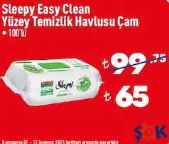 SLEEPY EASY CLEAN YÜZEY TEMİZLİK HAVLUSU 100'LÜ fiyat ve kampanya bilgisi
